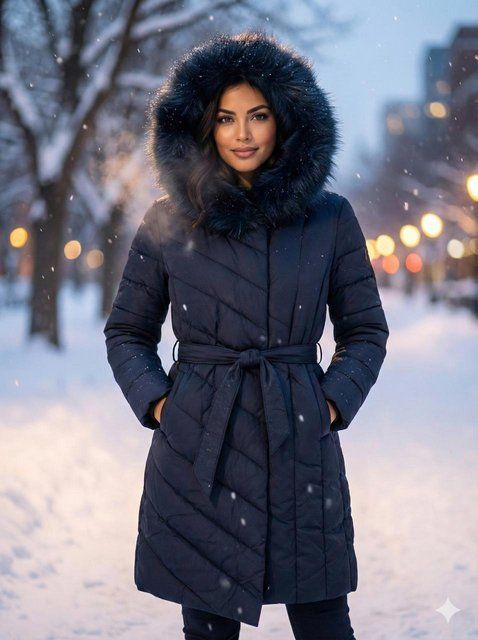 Женская зимняя куртка 44 С темно-синяя, 46 44 С темно-синя, 46 фото