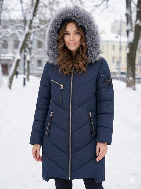 Женская зимняя куртка 8606 темно-синяя, 46 8606 темно-синя, 46 фото
