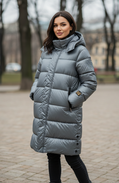 Куртка зимова жіноча з капюшоном 618 сіра, S 618 сіра, S фото