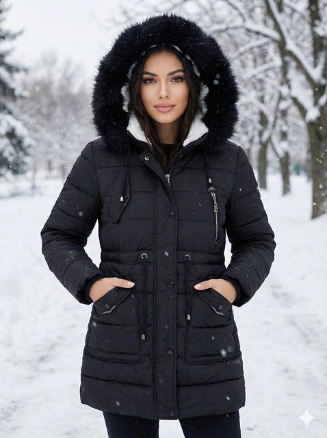 Жіноча зимова куртка 15010 чорна, 42 15010 чорна, 42 фото