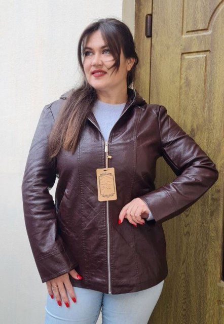 Демисезонная куртка из эко кожи 995 коричневая, 46 (копия) 995 корич, 46 фото