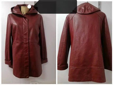 Женская демисезонная куртка из экокожи бордовая, 46 998 998 - бордо - 46 фото