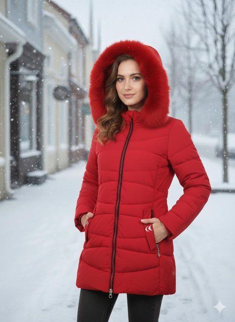 Жіноча зимова куртка 1530 червона, 40 1530 червона, 40 фото