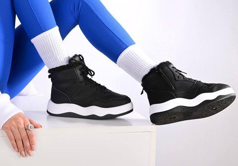 Кросівки зимові жіночі екошкіра на хутрі та платформі завищені К 961 чорні, 39 К 961 чорні, 39 фото