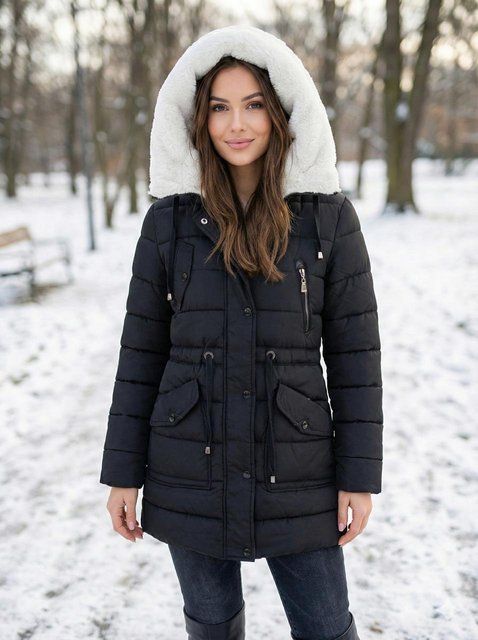 Женская зимняя куртка 91605 темно-синяя, 42 91605 темно-синя, 42 фото