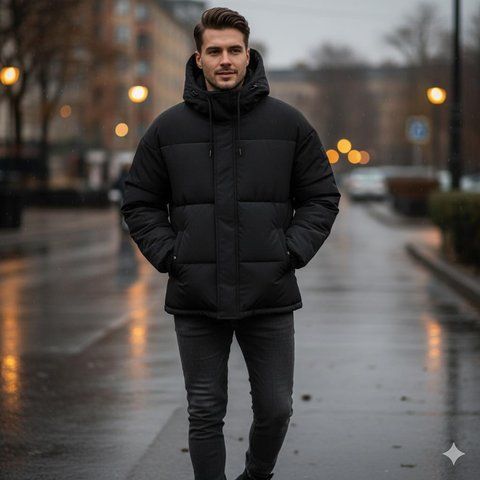 Чоловіча зимова куртка чорна, 2XL 2022-17 2022-17 чорна, 2XL фото