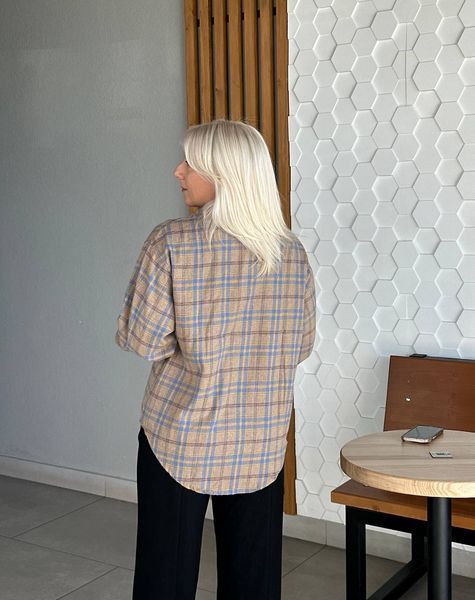Женская рубашка в клетку капучино, XL 107 107 капучино, XL фото