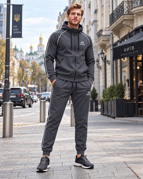 Спортивний костюм з флісом, комфорт у русі Ч-КОСТ-Є-6350-ГРА-48 Ч-КОСТ-Є-6350-ГРА-48 фото