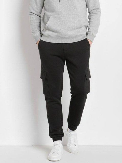 Спортивные мужские брюки на флисе А 9997 черные, XL А 9997 чорніі, XL фото